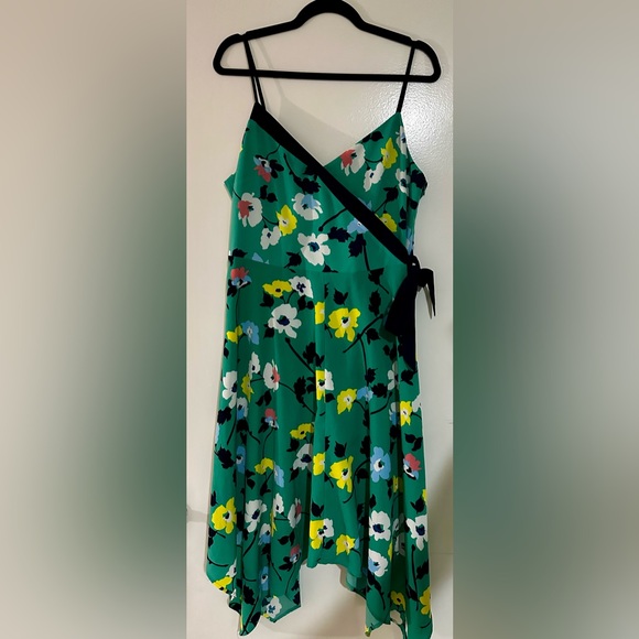 Banana Republic Scalloper Hem Floral Faux Wrap Dress Sz 12 - Picture 2 of 6